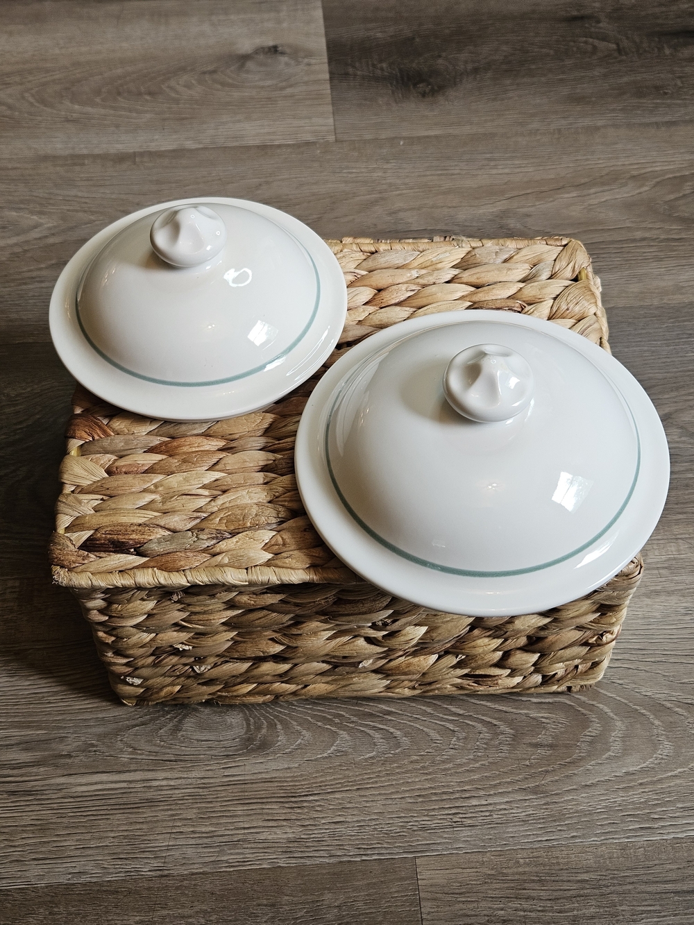 Pfaltzgraff APRIL pattern White Ceramic Replacement Lids with  - Set of 2 Lids